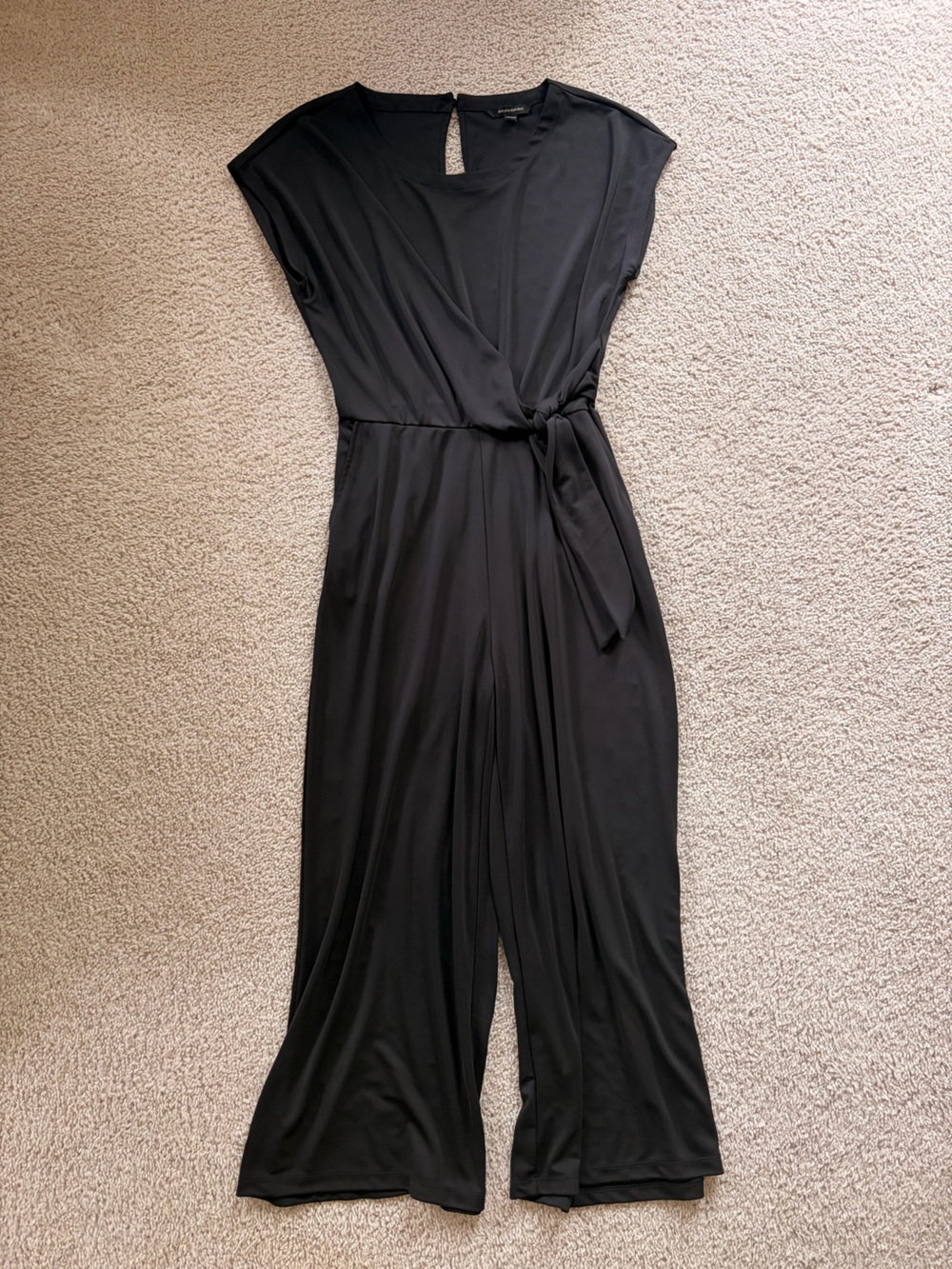 Banana Republic Classic Black Wrap Cropped Leg Jumpsuit with Tie Waist